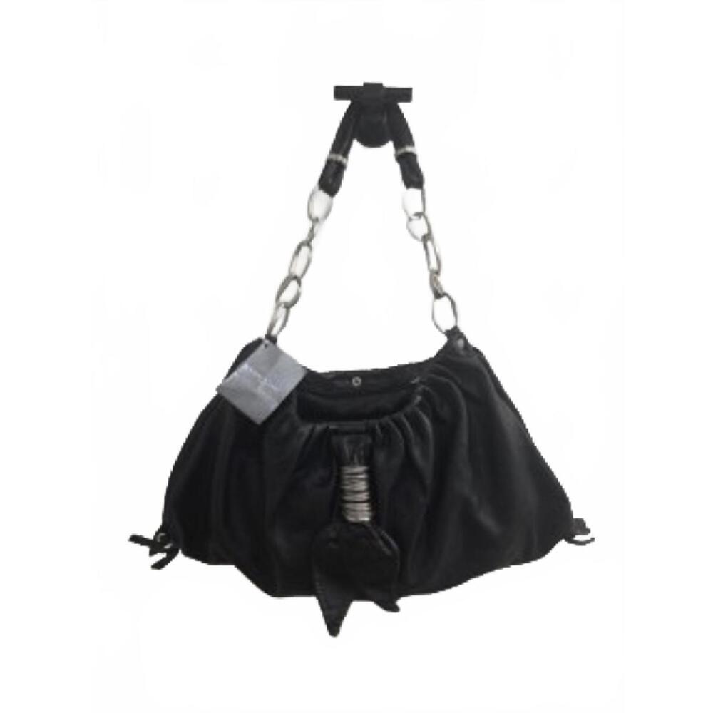 Stuart Weitzman Black Leather Shoulder Bag with Chain Strap